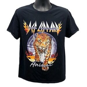 Def Leppard Animal Band Concert Tee Rock Graphic Leopard Retro Short Sleeve sz L
